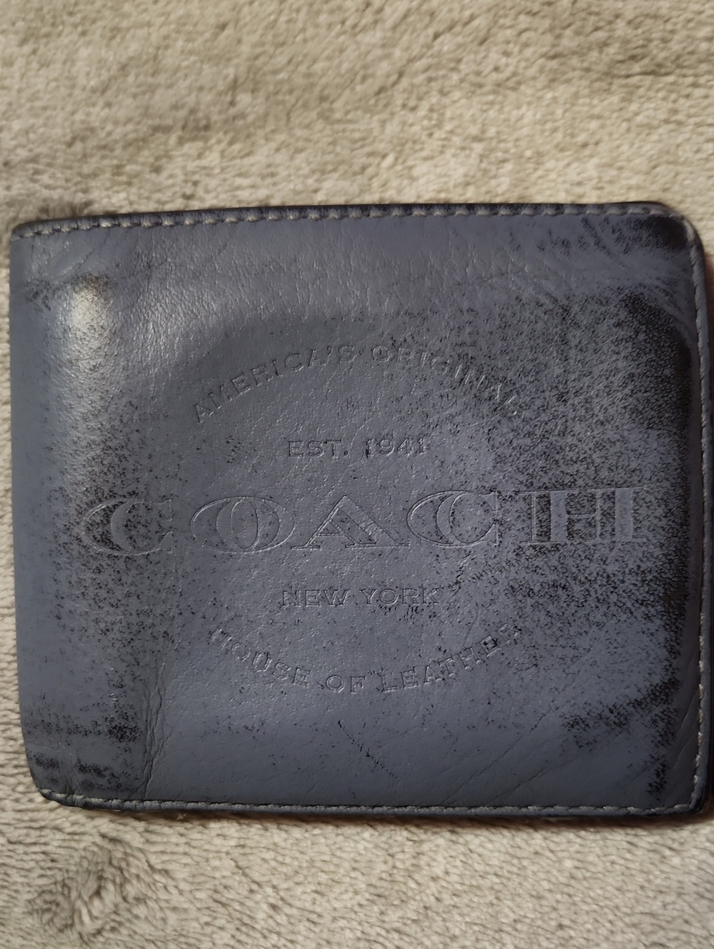 Coach  Blue Embossed Leather Wallet, Read Discription Look At All Pics